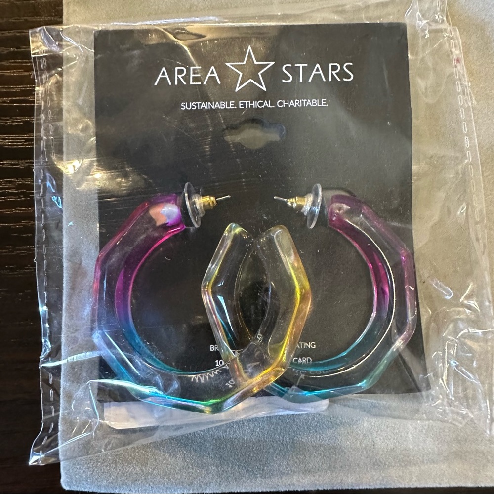Area Stars Geometric Hoop Earrings NWT - Picture 3 of 4